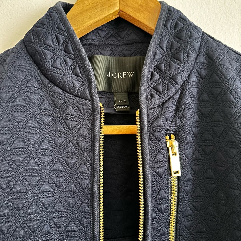 J. Crew Navy Quilted Short Sleeve Blazer - Picture 4 of 9